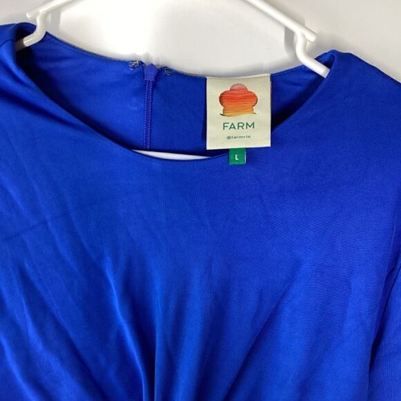 Farm Rio Blue Knotted Cut Out Maxi Dress Boho Tropical Vacation Resort Wear - Picture 11 of 17